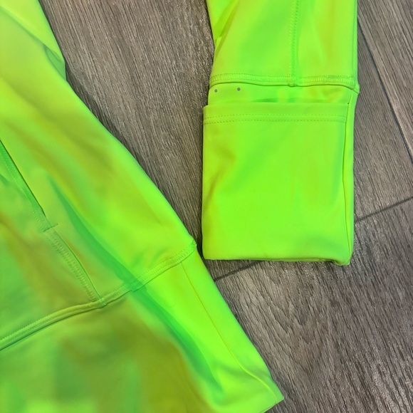 ATHLETA Quarter Zip Neon Yellow Visibility Running Pullover Water Wicking Jacket - Picture 2 of 7